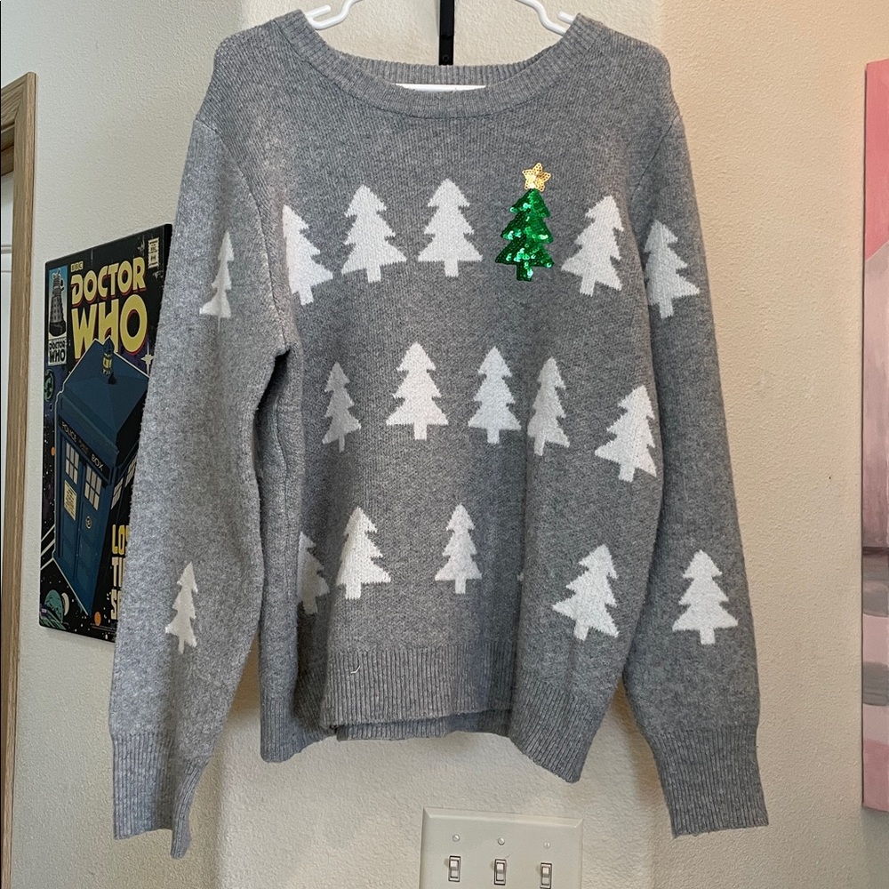 Holiday Time Gray Knit Sweater
